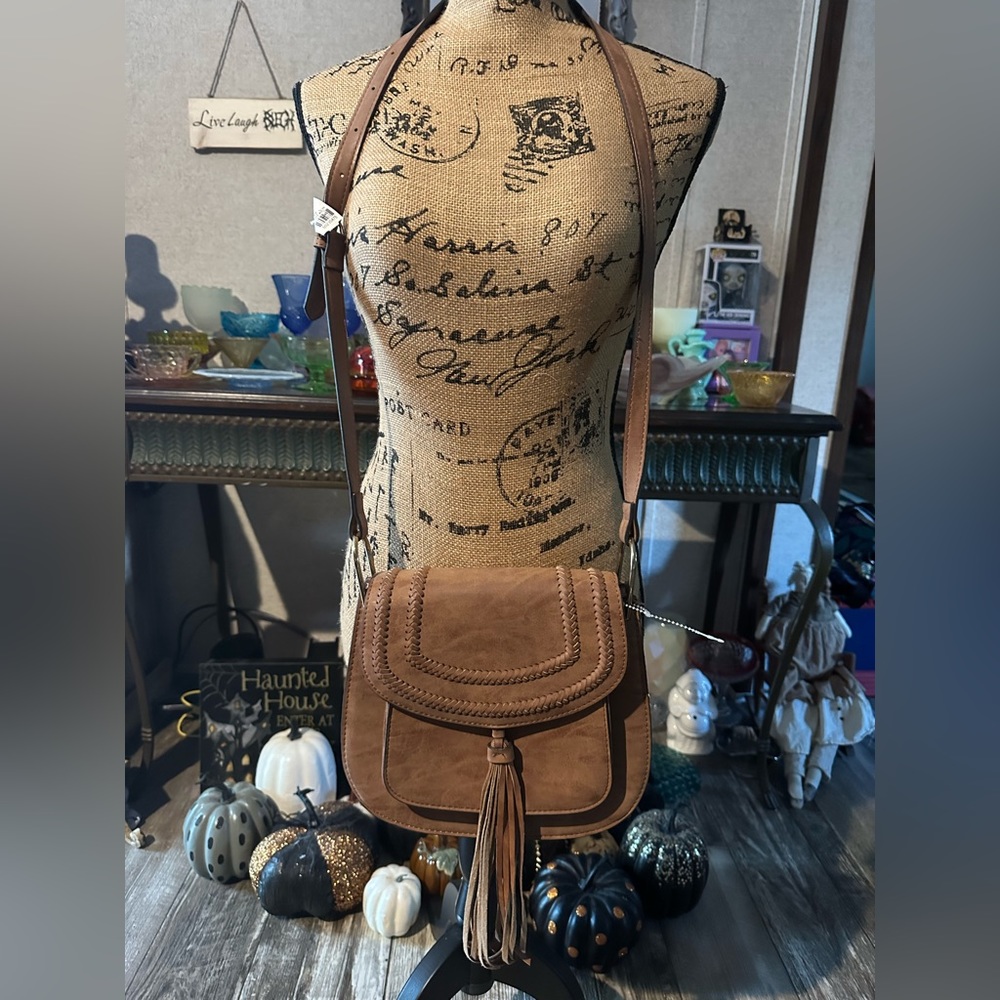 NWOT Franco Sarto Fringe Tan Crossbody